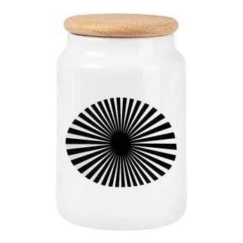 Rayons circulaires noir et blanc - Boîte à biscuits avec couvercle en bois - blanc - Devant