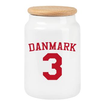 Danemark 3 – Red Sport Design - Boîte à biscuits avec couvercle en bois - blanc - Devant