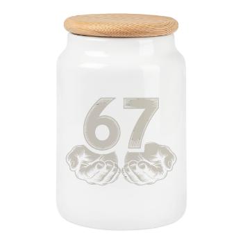 Funny 67 Meme Hands Gen Alpha Humor - Cookie Jar with Wooden Lid - white - Front