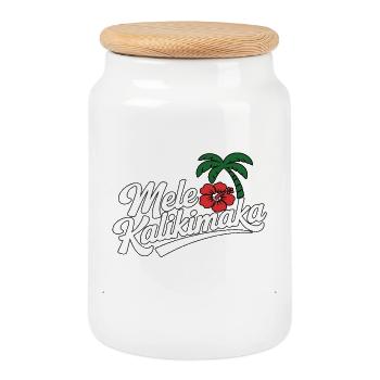 Mele Kalikimaka Hawaii Weihnachten - Keksdose mit Holzdeckel - Weiß - Vorne