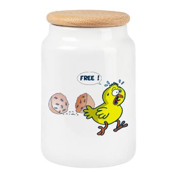 La libération du poussin - Boîte à biscuits avec couvercle en bois - blanc - Devant