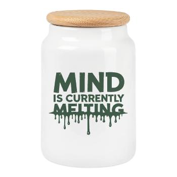Mind Is Currently Melting Spruch Stress Burnout - Cookie Jar with Wooden Lid - white - Front