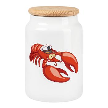 Captain Lobster - Keksdose mit Holzdeckel - Weiß - Vorne
