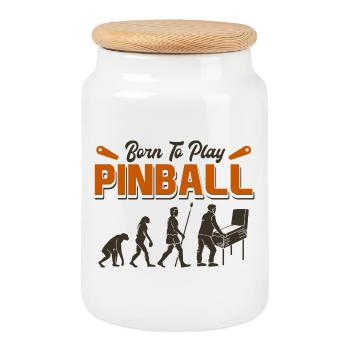 Evolution of Pinball - Funny Arcade Gamer Design - Keksdose mit Holzdeckel - Weiß - Vorne