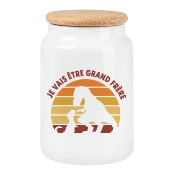 Je vais être grand frère Annonce grossesse humour - Boîte à biscuits avec couvercle en bois - blanc - Devant