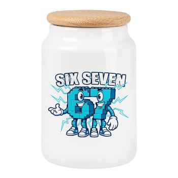 67 Six Seven drôle de cerveau italien - Boîte à biscuits avec couvercle en bois - blanc - Devant