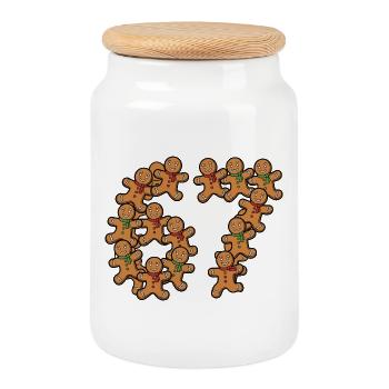 Gingerbread 67 Meme - Cookie Jar with Wooden Lid - white - Front