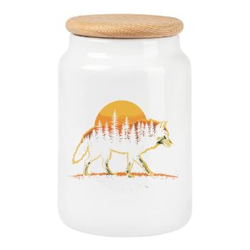 Loup, Forêt, Nature, Nature sauvage, Extérieur, Animal - Boîte à biscuits avec couvercle en bois - blanc - Devant