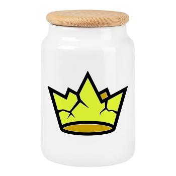 Broken Crown Grunge Rissig Vektor - Keksdose mit Holzdeckel - Weiß - Vorne