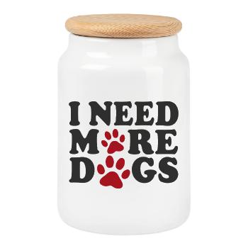 I Need More Dogs Dog Love Paws - Cookie Jar with Wooden Lid - white - Front