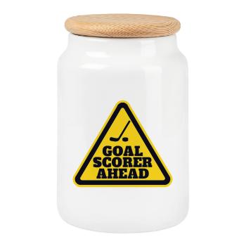 Goal Scorer Ahead Eishockey Warnschild Sport - Keksdose mit Holzdeckel - Weiß - Vorne