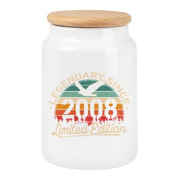 2008 Jahrgang Geburtstag Retro Geschenk - Boîte à biscuits avec couvercle en bois - blanc - Devant