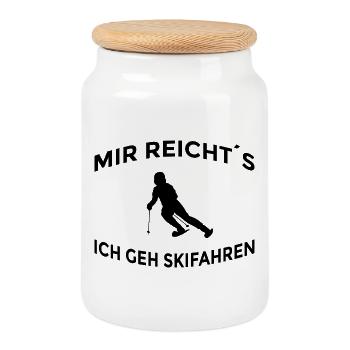 J’en ai assez, je vais skier - Boîte à biscuits avec couvercle en bois - blanc - Devant