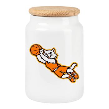 Mascotte du dunk volant de basketball des Wildcats - Boîte à biscuits avec couvercle en bois - blanc - Devant