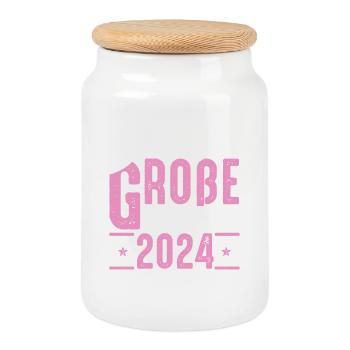 Grande Sœur Couronne Rose 2024 - Boîte à biscuits avec couvercle en bois - blanc - Devant