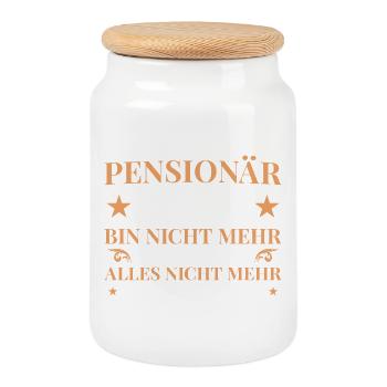 Pensionär 2026 Nicht mehr zuständig - Pension - Keksdose mit Holzdeckel - Weiß - Vorne
