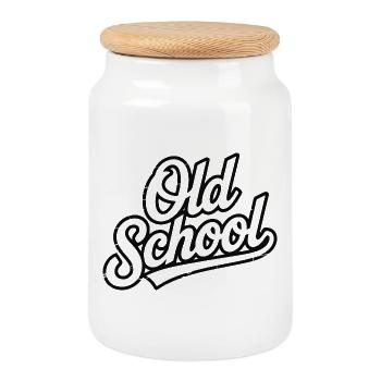 Old School Script Vintage Logo - Boîte à biscuits avec couvercle en bois - blanc - Devant