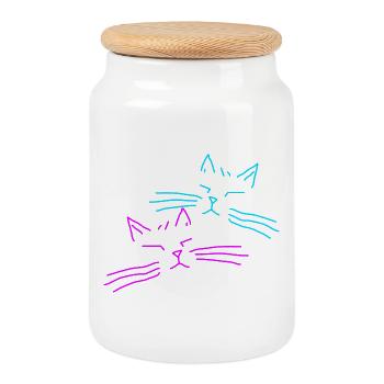 Cat Cats Retro Vintage Party - Cookie Jar with Wooden Lid - white - Front