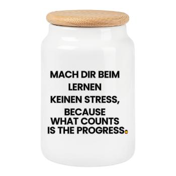 Deutsch-Englisch-Reim 1 (Ver. B) - Keksdose mit Holzdeckel - Weiß - Vorne