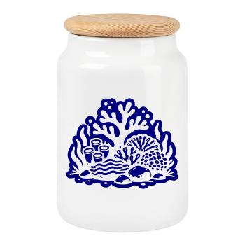 Océan récif corallien - Boîte à biscuits avec couvercle en bois - blanc - Devant