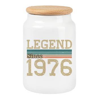 Legende seit 1976 Jubiläum 1976 Vintage - Keksdose mit Holzdeckel - Weiß - Vorne