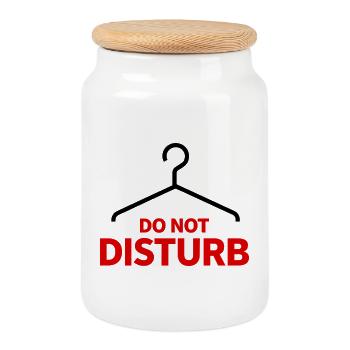 Do Not Disturb Hanger Saying Humor - Cookie Jar with Wooden Lid - white - Front