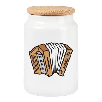 Styrian Accordion Squeeze Accordion - Cookie Jar with Wooden Lid - white - Front