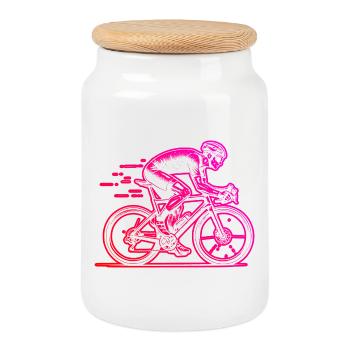 Coole Roadbike Inspiration - Keksdose mit Holzdeckel - Weiß - Vorne