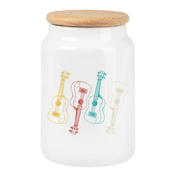 Hawaiian Ukulele Uke Retro Vintage - Cookie Jar with Wooden Lid - white - Front