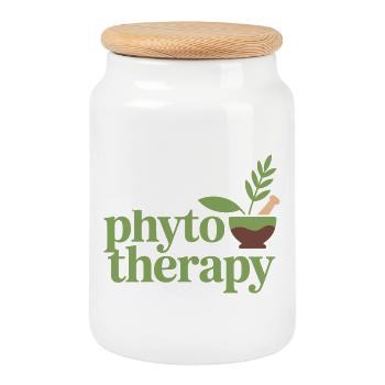 Herboriste flirtant avec un professionnel de la phytothérapie - Boîte à biscuits avec couvercle en bois - blanc - Devant