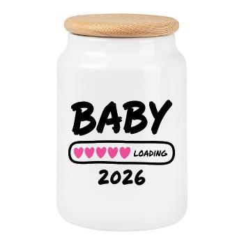Baby Loading 2026 Parents enceintes - Boîte à biscuits avec couvercle en bois - blanc - Devant