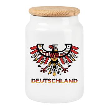 Motiv der deutschen Adlerflagge - Keksdose mit Holzdeckel - Weiß - Vorne