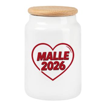 MALLE 2026 Fête en plein cœur - Boîte à biscuits avec couvercle en bois - blanc - Devant