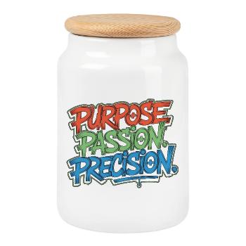 ER Nurse Purpose Passion Precision Frontline Nurse - Cookie Jar with Wooden Lid - white - Front
