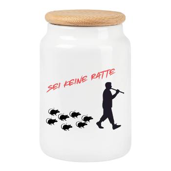 Don't Be a Rat – Courage to Be Honest - Cookie Jar with Wooden Lid - white - Front