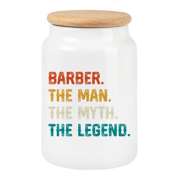 T-shirt légende du mythe du barbier - Boîte à biscuits avec couvercle en bois - blanc - Devant