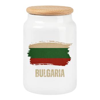 Bulgaria grunge flag, I love Bulgaria - Cookie Jar with Wooden Lid - white - Front