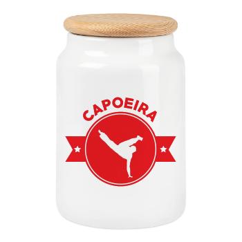 Capoeira - Combat - Danse - Boîte à biscuits avec couvercle en bois - blanc - Devant