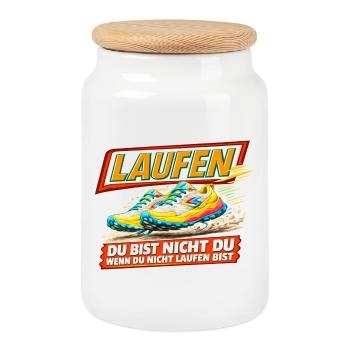 Running - You are only you when you run - Cookie Jar with Wooden Lid - white - Front