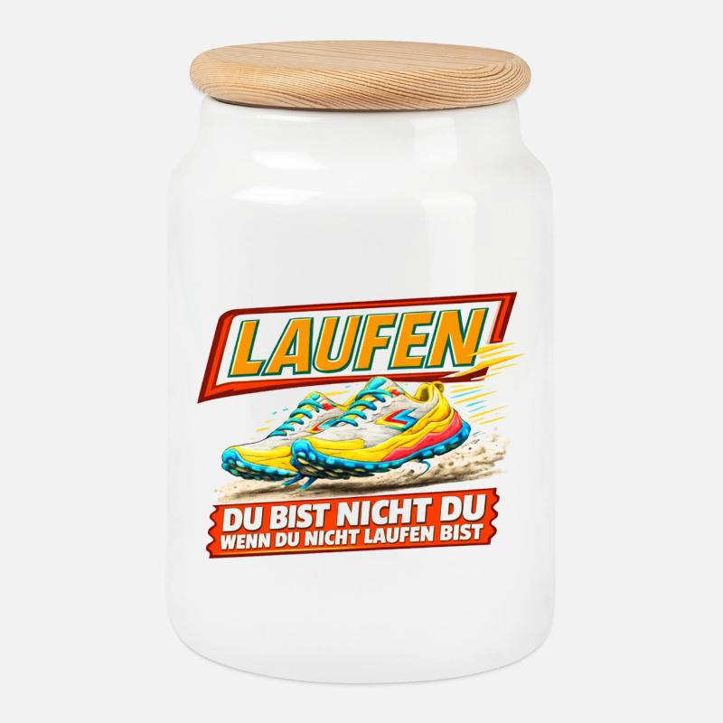 Laufen - Du bist nur Du wenn Du läufst - Keksdose mit Holzdeckel - Weiß