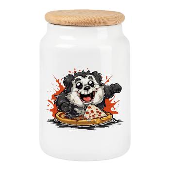 Pizza Panda: Happy Snack - Cookie Jar with Wooden Lid - white - Front