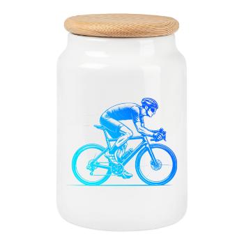 Conception de vélo de route compact pour vélo de route - Boîte à biscuits avec couvercle en bois - blanc - Devant