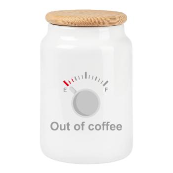 Out of Coffee - Cookie Jar with Wooden Lid - white - Front