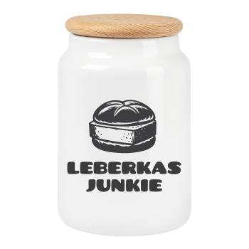 Leberkas Junkie - A dicke Scheim is Pflicht! - Keksdose mit Holzdeckel - Weiß - Vorne