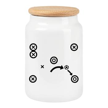 Soccer Tactics Coach Strategy Vector - Cookie Jar with Wooden Lid - white - Front