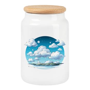 Sky clouds over the Archipelago - Cookie Jar with Wooden Lid - white - Front
