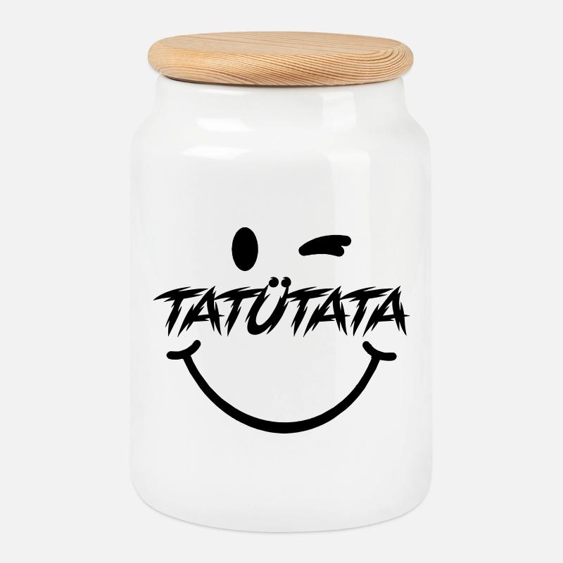 Tatuetata - Cookie Jar with Wooden Lid - white