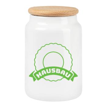 Team Hausbau Emblem - Keksdose mit Holzdeckel - Weiß - Vorne