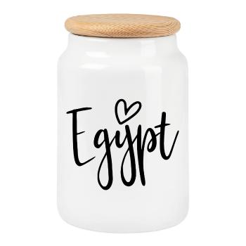 Egypt Heart Women Love Egypt - Cookie Jar with Wooden Lid - white - Front