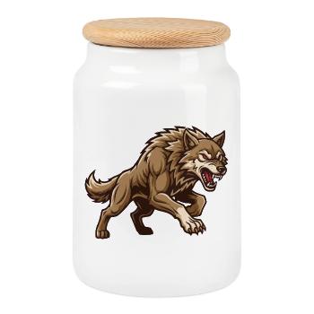Lone Wolf Alpha - Keksdose mit Holzdeckel - Weiß - Vorne